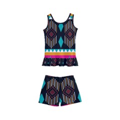 Abstract Art Pattern Design Vintage Kids  Boyleg Swimsuit