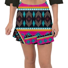 Abstract Art Pattern Design Vintage Fishtail Mini Chiffon Skirt