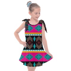 Abstract Art Pattern Design Vintage Kids  Tie Up Tunic Dress