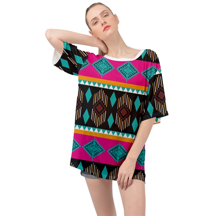 Abstract Art Pattern Design Vintage Oversized Chiffon Top