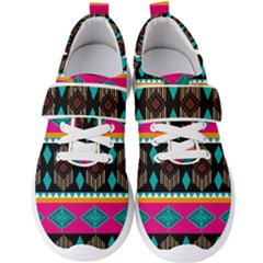 Abstract Art Pattern Design Vintage Men s Velcro Strap Shoes