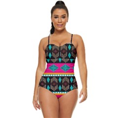 Abstract Art Pattern Design Vintage Retro Full Coverage Swimsuit