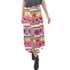 Unique Pattern Design Vintage Velour Split Maxi Skirt by Ravend