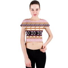 Print Pattern Design Vintage Crew Neck Crop Top by Ravend