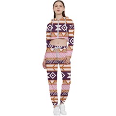 Print Pattern Design Vintage Cropped Zip Up Lounge Set by Ravend