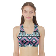 Pink Pattern Design Vintage Sports Bra With Border by Ravend