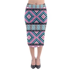 Pink Pattern Design Vintage Midi Pencil Skirt by Ravend