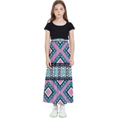 Pink Pattern Design Vintage Kids  Flared Maxi Skirt by Ravend