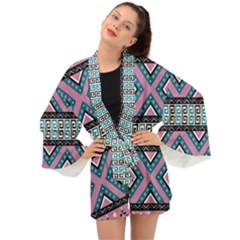 Pink Pattern Design Vintage Long Sleeve Kimono by Ravend