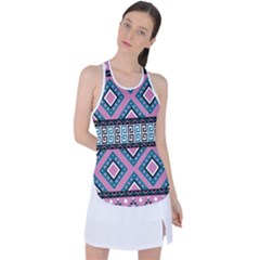 Pink Pattern Design Vintage Racer Back Mesh Tank Top by Ravend