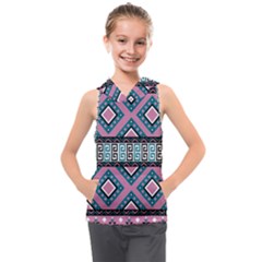 Pink Pattern Design Vintage Kids  Sleeveless Hoodie by Ravend