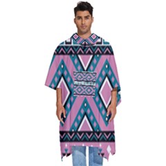 Pink Pattern Design Vintage Men s Hooded Rain Ponchos by Ravend