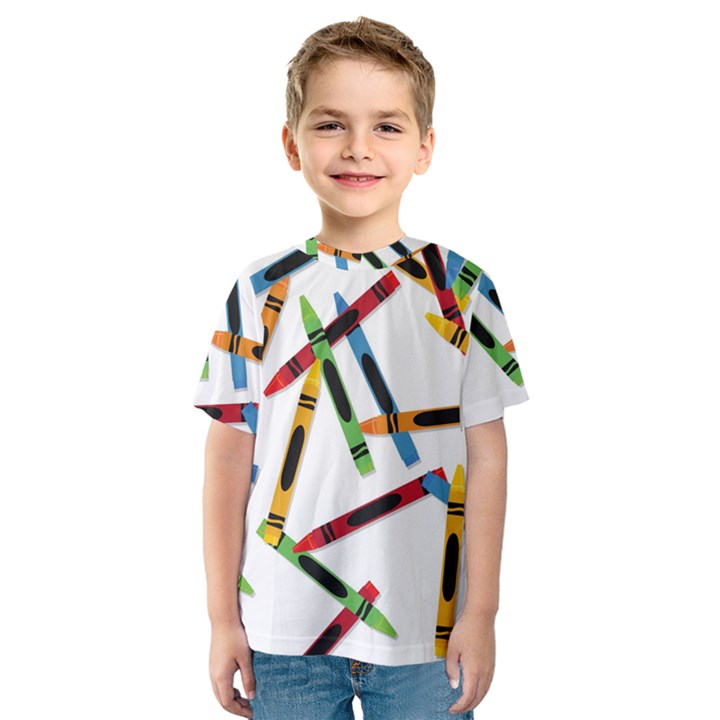 Crayons Color Pencils Stationary Kids  Sport Mesh Tee