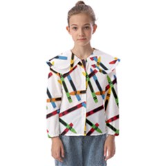 Crayons Color Pencils Stationary Kids  Peter Pan Collar Blouse by Ravend