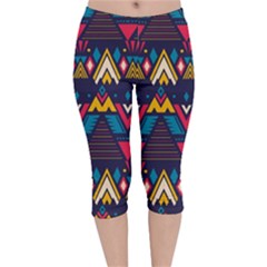 Pattern Colorful Aztec Velvet Capri Leggings  by Ravend