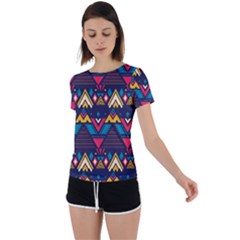 Pattern Colorful Aztec Back Circle Cutout Sports Tee by Ravend