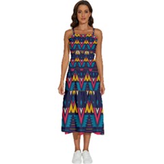 Pattern Colorful Aztec Sleeveless Shoulder Straps Boho Dress by Ravend