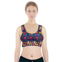 Pattern Colorful Aztec Sports Bra With Pocket by Ravend