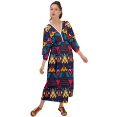 Pattern Colorful Aztec Grecian Style  Maxi Dress by Ravend