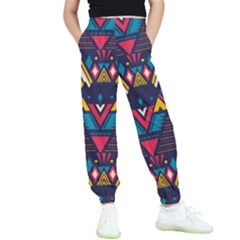 Pattern Colorful Aztec Kids  Elastic Waist Pants by Ravend