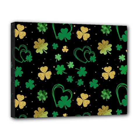 Clovers Flowers Clover Pat Canvas 14  X 11  (stretched) by Ravend