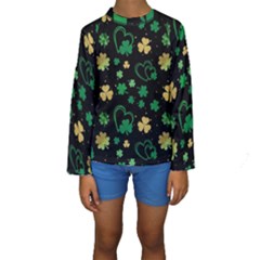 Clovers Flowers Clover Pat Kids  Long Sleeve Swimwear by Ravend