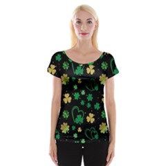 Clovers Flowers Clover Pat Cap Sleeve Top by Ravend