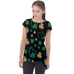 Clovers Flowers Clover Pat Cap Sleeve High Low Top by Ravend