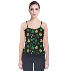 Clovers Flowers Clover Pat Velvet Spaghetti Strap Top by Ravend