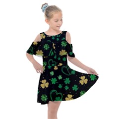 Clovers Flowers Clover Pat Kids  Shoulder Cutout Chiffon Dress by Ravend