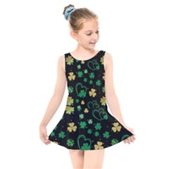 Clovers Flowers Clover Pat Kids  Skater Dress Swimsuit by Ravend