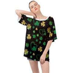 Clovers Flowers Clover Pat Oversized Chiffon Top by Ravend