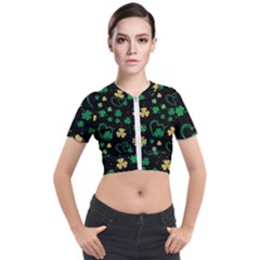 Clovers Flowers Clover Pat Short Sleeve Cropped Jacket by Ravend