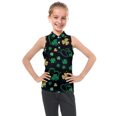 Clovers Flowers Clover Pat Kids  Sleeveless Polo Tee by Ravend