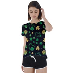 Clovers Flowers Clover Pat Short Sleeve Open Back Tee by Ravend