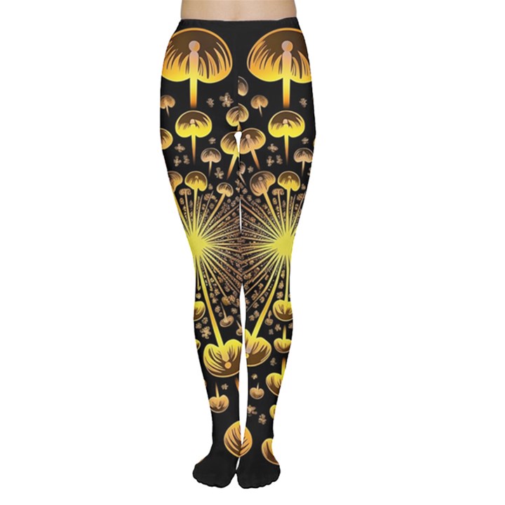 Mushroom Fungus Gold Psychedelic Tights