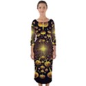 Mushroom Fungus Gold Psychedelic Quarter Sleeve Midi Bodycon Dress View1