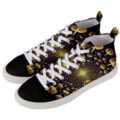 Mushroom Fungus Gold Psychedelic Men s Mid-top Canvas Sneakers by Ravend