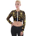 Mushroom Fungus Gold Psychedelic Long Sleeve Cropped Velvet Jacket View1