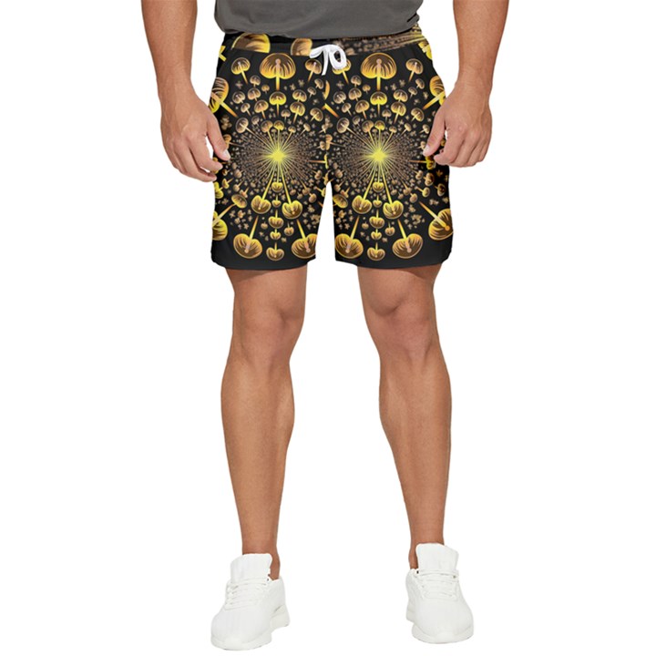 Mushroom Fungus Gold Psychedelic Men s Runner Shorts