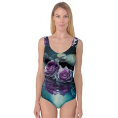 Roses Water Lilies Watercolor Princess Tank Leotard  by Ravend