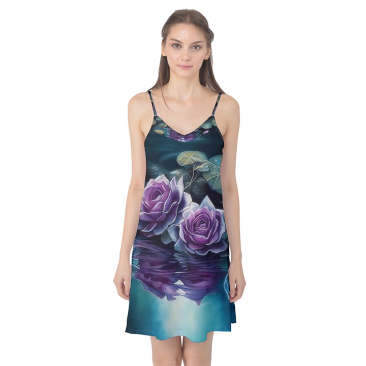 Roses Water Lilies Watercolor Camis Nightgown 