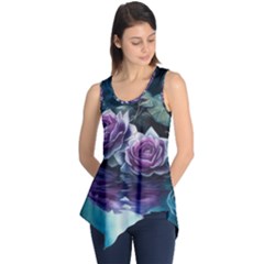 Roses Water Lilies Watercolor Sleeveless Tunic by Ravend