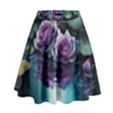 Roses Water Lilies Watercolor High Waist Skirt View1