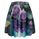 Roses Water Lilies Watercolor High Waist Skirt View2