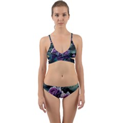 Roses Water Lilies Watercolor Wrap Around Bikini Set by Ravend