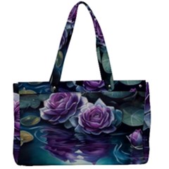 Roses Water Lilies Watercolor Canvas Work Bag by Ravend