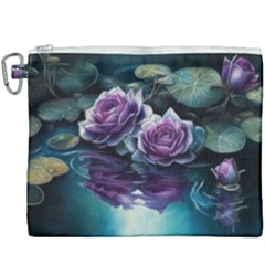 Roses Water Lilies Watercolor Canvas Cosmetic Bag (xxxl) by Ravend