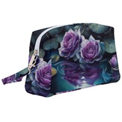 Roses Water Lilies Watercolor Wristlet Pouch Bag (large) by Ravend