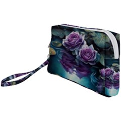 Roses Water Lilies Watercolor Wristlet Pouch Bag (small) by Ravend